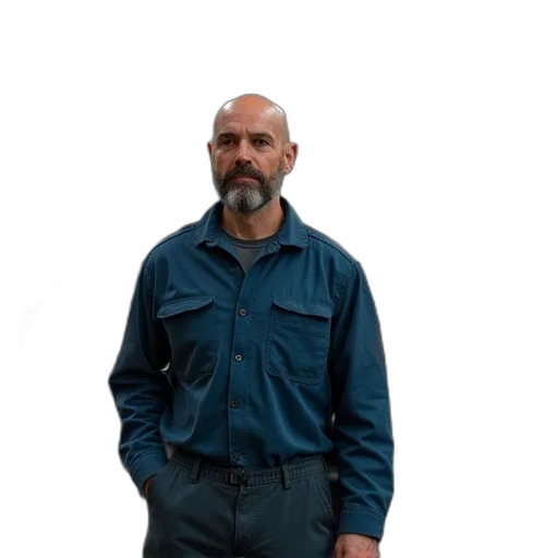 jacket, staff, robot, face transparent PNG cut-out