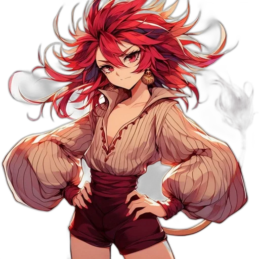 dress, hair, jacket, staff transparent PNG cut-out