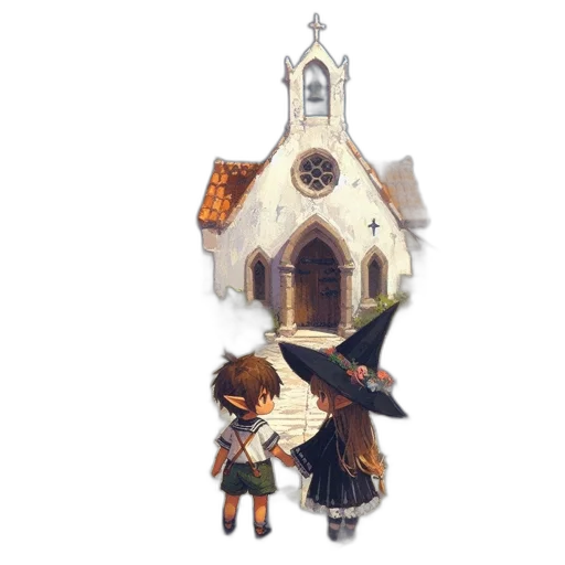 building, concept art, pixel art, watercolor transparent PNG cut-out