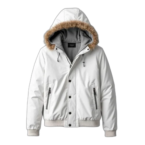 jacket, monochrome, hooded, winter transparent PNG cut-out