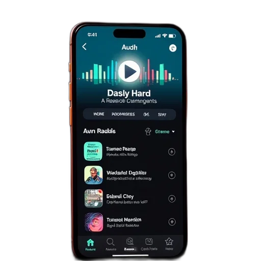 radio, app, showing, all transparent PNG cut-out