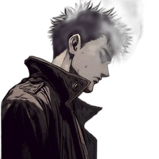jacket, mask, face, staff transparent PNG cut-out
