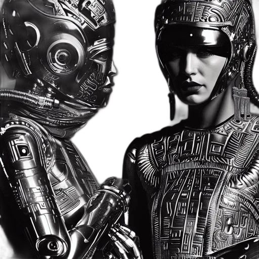 robot, cyberpunk, concept art, photorealistic transparent PNG cut-out