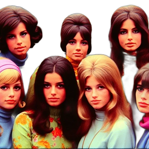 hair, photorealistic, six, 1960s transparent PNG cut-out