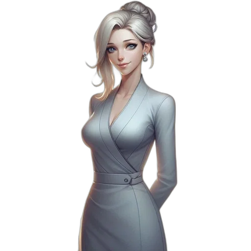 dress, staff, face, jewelry transparent PNG cut-out