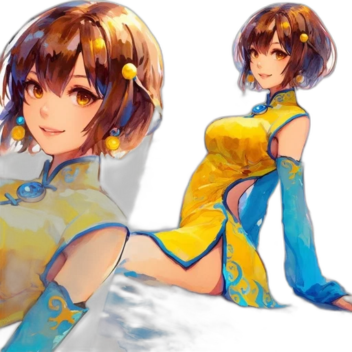 dress, concept art, anime, watercolor transparent PNG cut-out