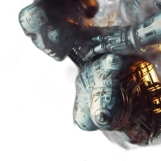 robot, cyberpunk, concept art, 3d render transparent PNG cut-out