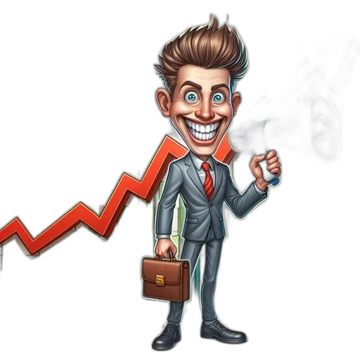 cartoon, enthusiastic, businessman, holds transparent PNG cut-out