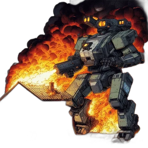 robot, weapon, concept art, pixel art transparent PNG cut-out