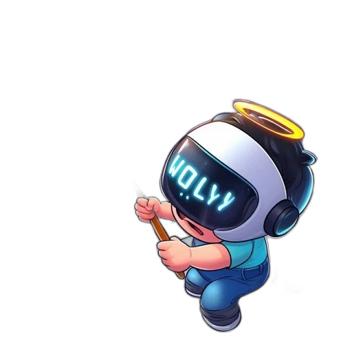 robot, staff, pixel art, concept art transparent PNG cut-out