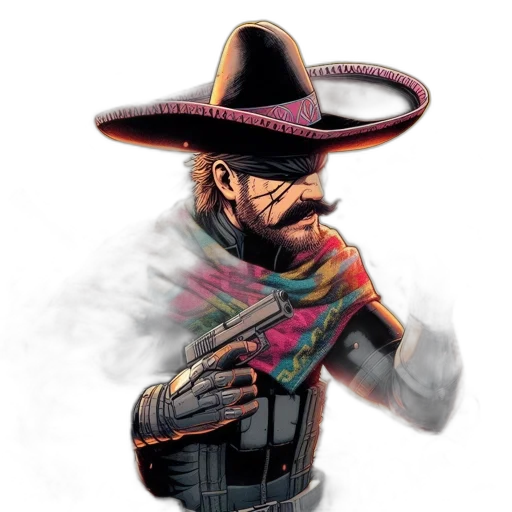 weapon, hat, staff, jacket transparent PNG cut-out