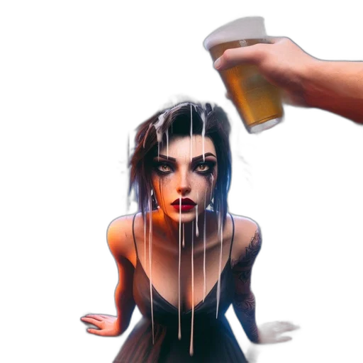 bottle, dress, face, weapon transparent PNG cut-out