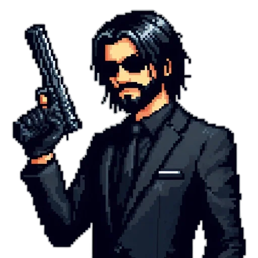 weapon, staff, jacket, pixel art transparent PNG cut-out