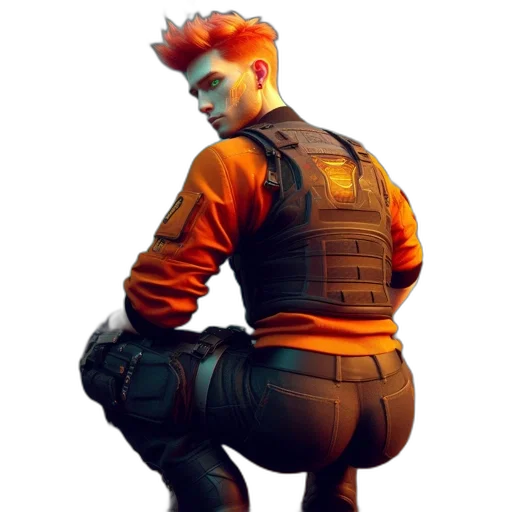 jacket, weapon, staff, concept art transparent PNG cut-out