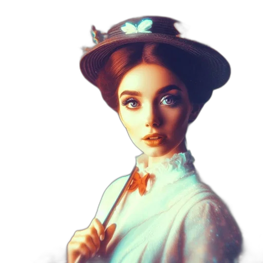 hat, staff, face, dress transparent PNG cut-out