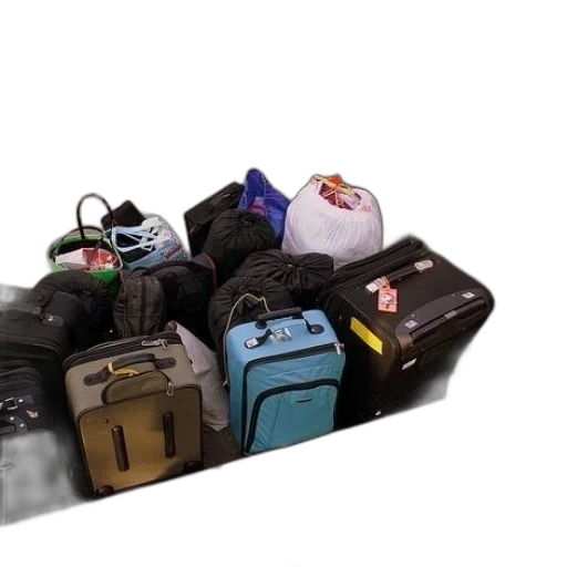 pile, luggage, sitting, curb transparent PNG cut-out