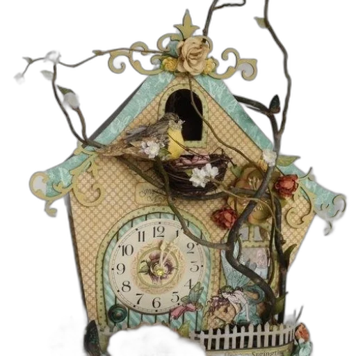 decorative, birdhouse, clock, face transparent PNG cut-out
