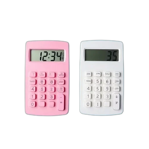 pastel, two, calculators, pink transparent PNG cut-out