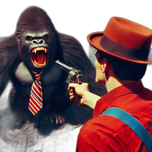 concept art, gorilla, suit, tie transparent PNG cut-out
