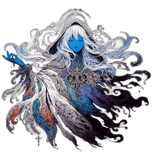 hair, dress, mask, creature transparent PNG cut-out