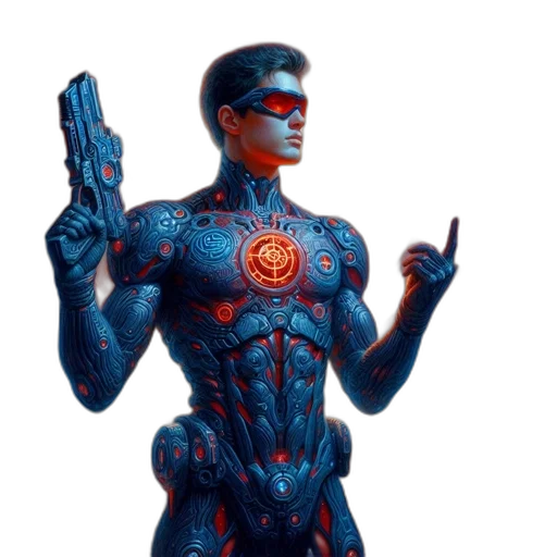 robot, concept art, comic book art, 3d render transparent PNG cut-out