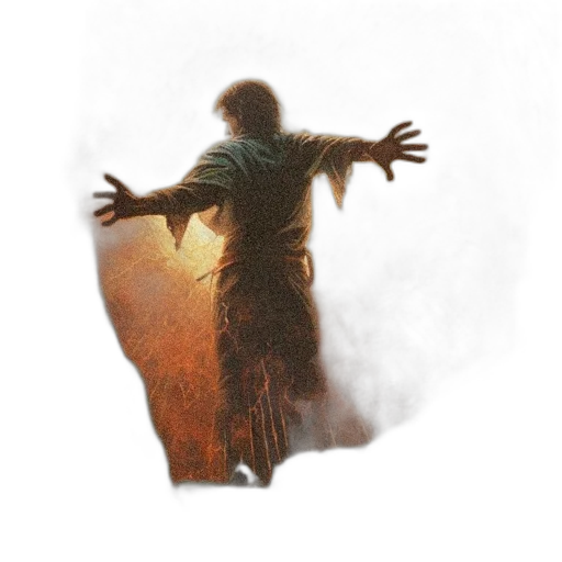 creature, jacket, staff, sword transparent PNG cut-out