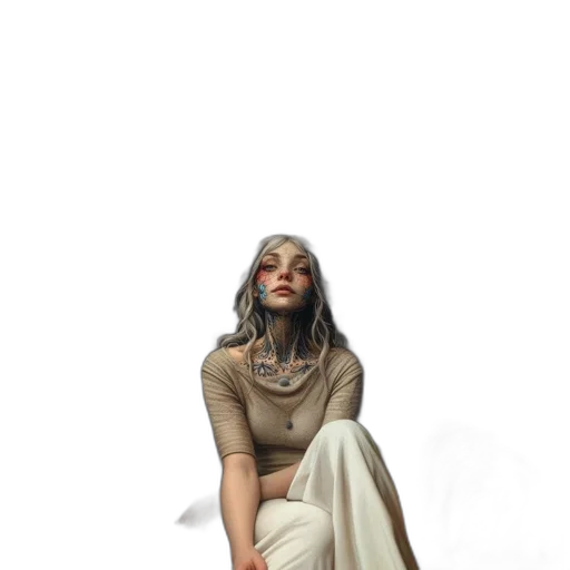 dress, jewelry, staff, face transparent PNG cut-out