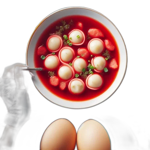 food, photorealistic, 3d render, red transparent PNG cut-out