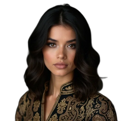 hair, face, dress, staff transparent PNG cut-out
