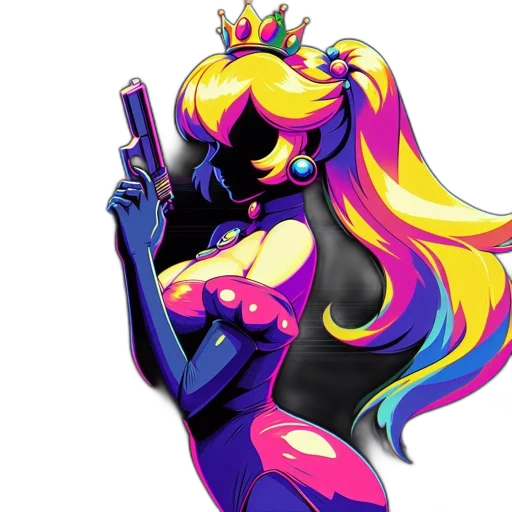 crown, dress, vaporwave, concept art transparent PNG cut-out
