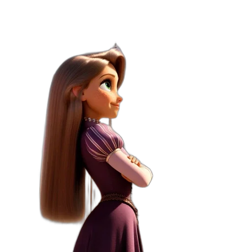 dress, hair, staff, crown transparent PNG cut-out