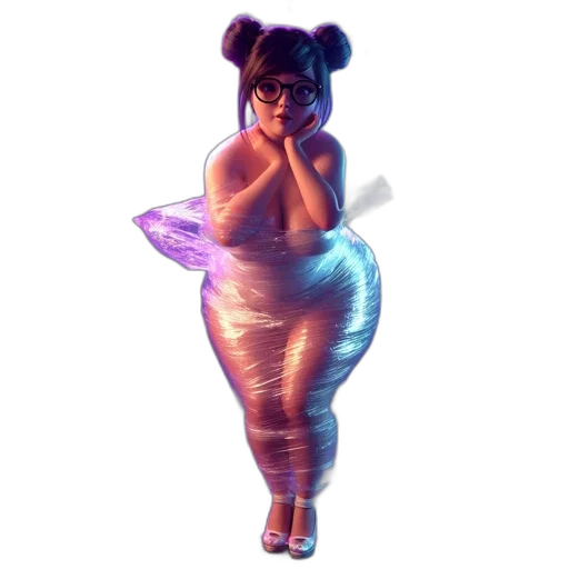 dress, creature, concept art, vaporwave transparent PNG cut-out