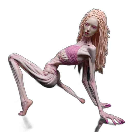 creature, robot, hair, 3d render transparent PNG cut-out