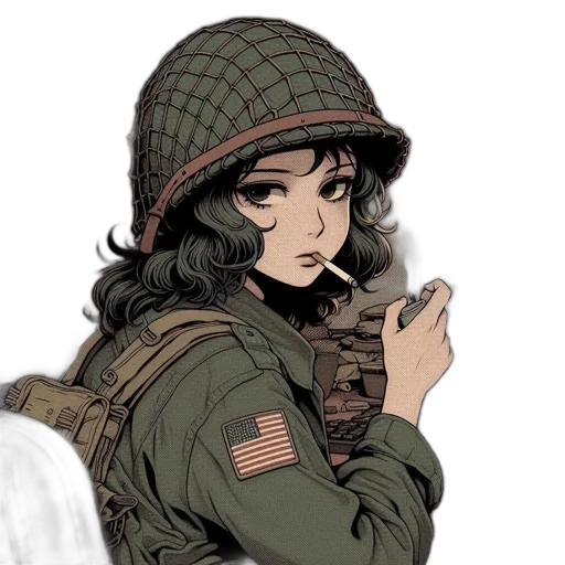 weapon, jacket, hat, face transparent PNG cut-out