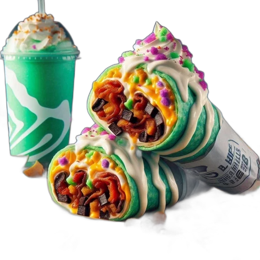 food, weapon, vaporwave, photorealistic transparent PNG cut-out