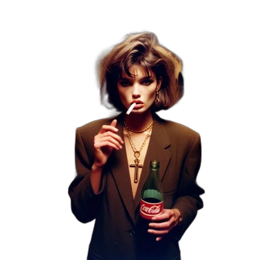 jacket, bottle, vaporwave, cyberpunk transparent PNG cut-out