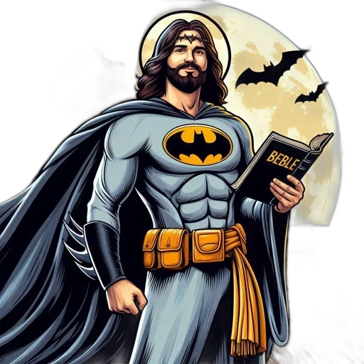comic book art, cartoon, concept art, jesus transparent PNG cut-out