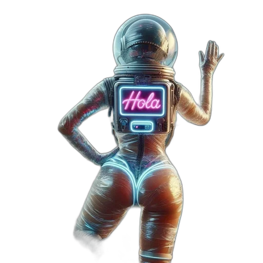 robot, staff, jacket, vaporwave transparent PNG cut-out
