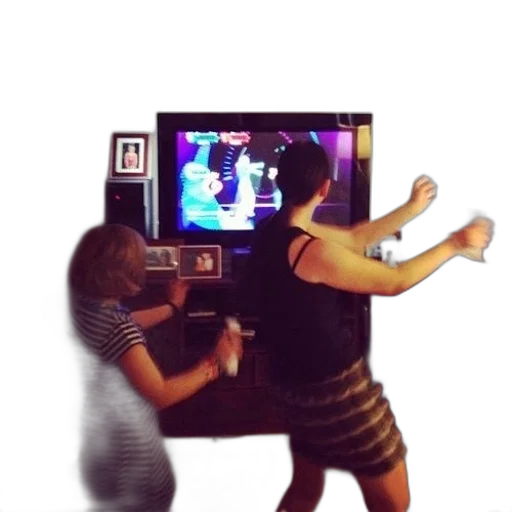 two, women, play, video transparent PNG cut-out