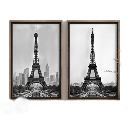 photorealistic, two, framed, artworks transparent PNG cut-out