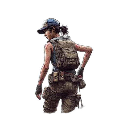 weapon, jacket, hat, staff transparent PNG cut-out