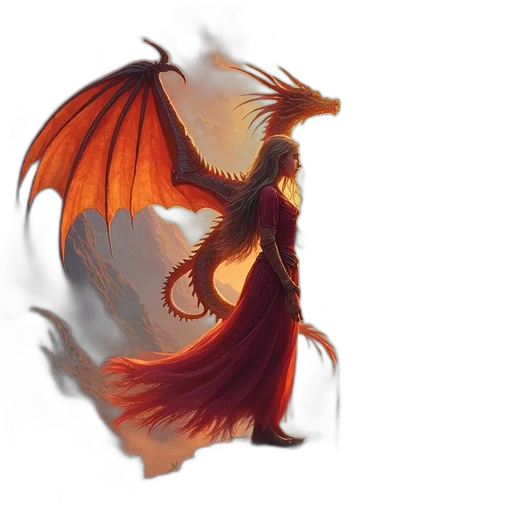 dragon, creature, staff, fantasy art transparent PNG cut-out