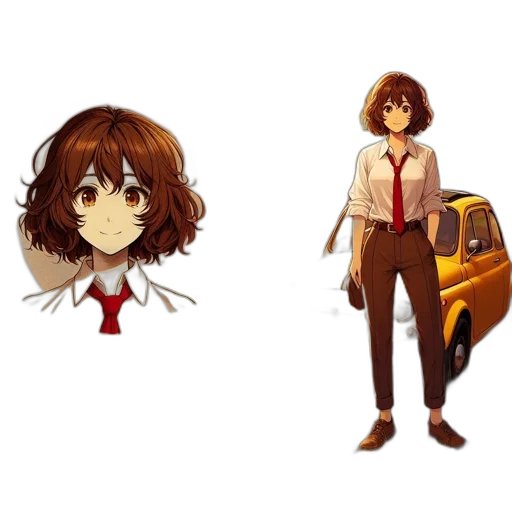 dress, car, hair, face transparent PNG cut-out