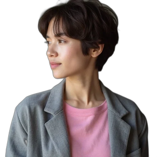 jacket, face, staff, hair transparent PNG cut-out