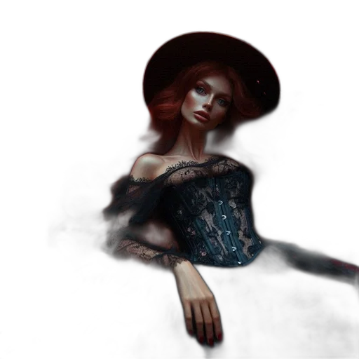 dress, hat, fantasy art, concept art transparent PNG cut-out