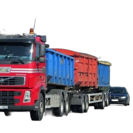 red, volvo, truck, blue transparent PNG cut-out