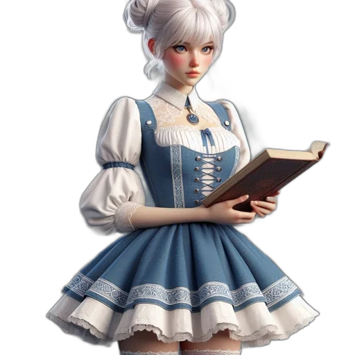 dress, staff, 3d render, fantasy art transparent PNG cut-out