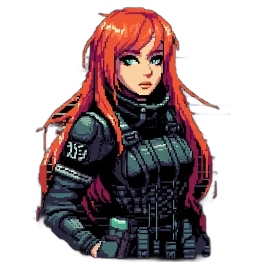 jacket, staff, weapon, pixel art transparent PNG cut-out