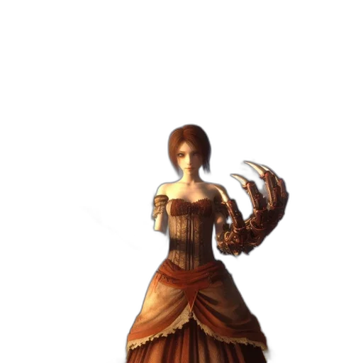 dress, hair, staff, jewelry transparent PNG cut-out