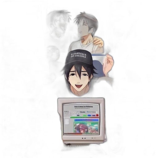 hat, pixel art, anime, vaporwave transparent PNG cut-out